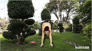 Her Fantasy About Exercising And Meditating Being Fully Naked In Public