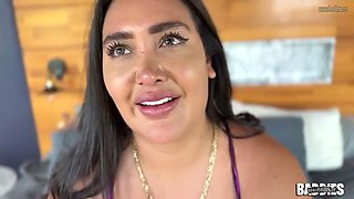BIG-TITS BRUNETTE OILED BY NATALY FABIOLA SEDUCES PHOTOGR