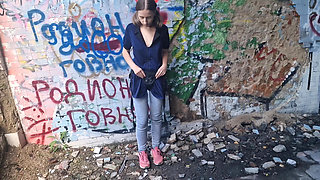 Anastasia Mistress Outdoor dangerous pegging in public doggy style best slave strapon in abandoned swimming pool dolphin Russia