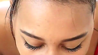 Hot Small Tits Brunette Ebony Jazzy Jamison POV Facial Blowjob