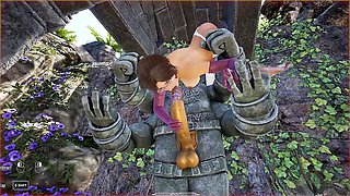 Playing porn games, big ass, tomb raider
