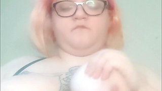Amputated Fat BBW Playing with Her Huge Tits - Amateur Slow Motion