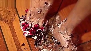 sexy women eats cake off her foot mmmm