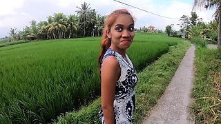 Big ass Thai GF homemade sex in a garden
