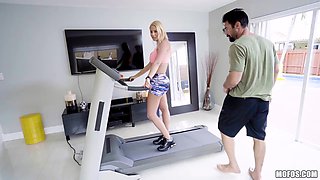 Fabulous babe Vanessa Cage is fucked hard right on а treadmill
