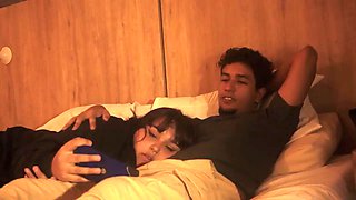 Watching a movie with my step sister ends up eating my penis