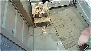 squrting woman in bathroom
