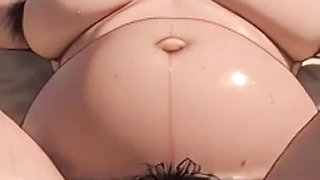 Pregnant Beach Exhibition - Hairy Pussy Tanning & Craving Sperm