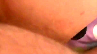Busty brunette Bridgette Powell fucks her eager cock in her mouth and ass