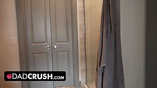 Dadcrush - adorable Tiny Teeny beauty Mia Kay spurts down on her knees to suck her stepdad's knob