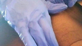 Pussy Tease with Latex Gloves