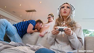 slutty guy fucks his gf's roommate