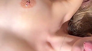 Perfect Body Blonde with Tight Pink Pussy and Pierced Tits Gets Fucked in the Morning and Swallows a Huge Load