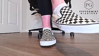 Peppermint Giantess Performs Naughty Office Foot Tease in Cheeky Checkerboard Vans with Slow Toe