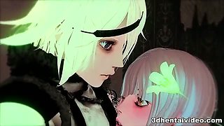 Girls with bouncy boobs in 3d creampie