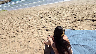 Stepsister Has Sex on Nudist Beach and Gets a Big Cum Dump Inside Her Pussy