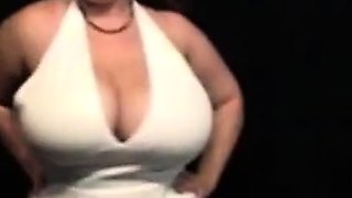 Big-Titted BBW Strips Out of Her White Dress