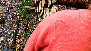 Naked Plump Boobs Banging on Wood Pile