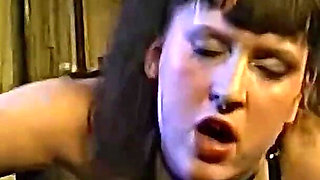 Brunette Bukkake Slut Gets Her Face Completely Covered