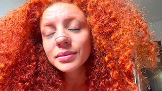Naughty Redhead Squirts All Over the Bed