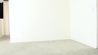 Amateur brunette in latex lingerie fucks hardcore in kitchen