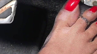 Driving Car in Heels and Nylons