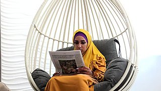Tired wife in hijab gets sexual energy