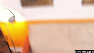French big tittied girlfriend Juicy Pearl gets her boobs fucked and jizzed