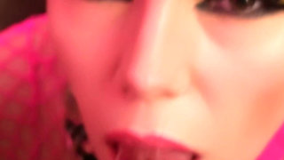POV Blowjob in a Fishnet Dres with Eye Contact