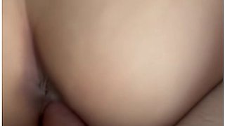 Twitching Asian pussy grips a thick white cock tight