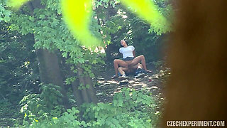Czech experiment 12: guy cums on a horny adult student in the street
