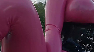 Cristal Kinky Pink Rubber Doll Getting Fucked Outdoors POV
