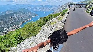 Rough Outdoor Fuck on the Car in Montenegro- Sexy Brunette Latina Show Extreme Blowjob and Fuck Doggy Style in POV