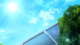 Innocent anime lady lets her lover in for the first time