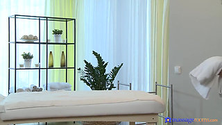 Massage Rooms - Young Stud Receives Blonde Masseuse's Tight Pussy
