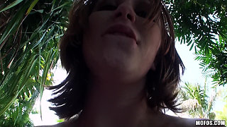 B Sides - Red Head Daisy Owens Gives Wet Blowjob by the Pool Before Riding Cris