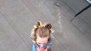 Russian Slutty Teen Blowjob on the Rooftop!