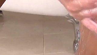 Busty Asian Tits Scene-4 busty Brunette Japanese Fucking in the Bathroom in Oil with Two Cocks