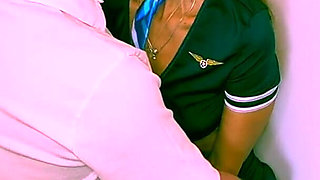 Flight Attendant Fucks Passenger After Flight and Begs to Be Filled with Cum