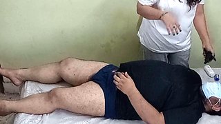 Busty Nurse Aliabegum Deepthroats Huge Cock and Gags Hard Until He Explodes