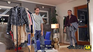 Daddy4k. my stepdaddy is interviewing my gf while he fucks her