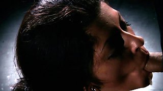 Bondage slave girl in a horror themed fetish sex scene