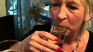 Old mature milf make piss party with young boy