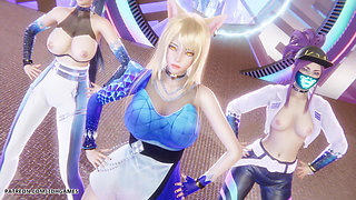 Mmd Kpop Demon Hunters - Huntrx - Golden Ahri Akali Kaisa Sexy Striptease League of Legends Hentai Uncensored 4K 60fps