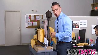 My hot chief sucks and rails my dick in her office