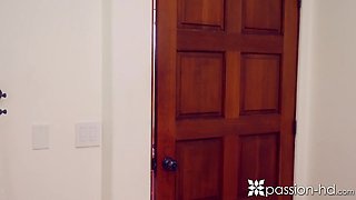 Stepdaughter Emma Starletto is waiting for her showering stepdad