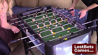 Dylan and Carmen are back for a thrilling game of Strip Foosball