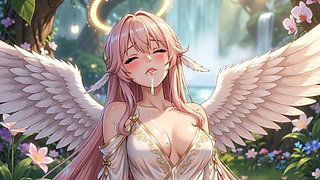 Hentai Angel with Big Boobs Masturbates