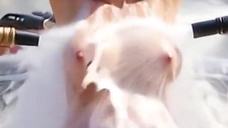 9 Months Pregnant Naked in Car Wash Bondage - Public Humiliation