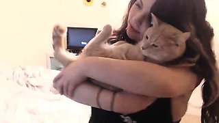 Innocent teen with glasses solo masturbation